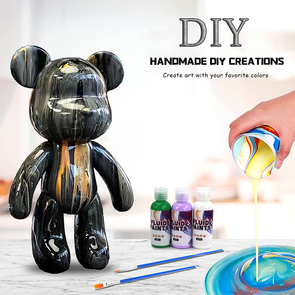 Bearbrick DIY Fluid Painting Bear Brick Model Christmas Gift