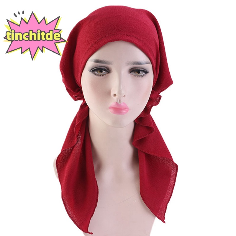 [tinchitdes] Paris Beads Streamer Hijab Hat Arab Hijab Scarf Women S Hijab Without Eaves [new