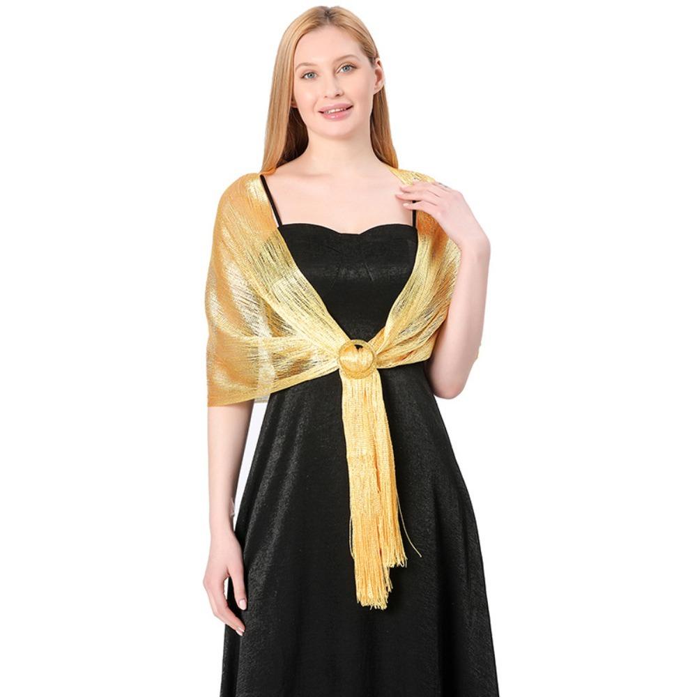 MAXGOODS1 Sparkling Metallic Scarf, with Buckle Wedding Party Evening  Dresses Shawl, Fashion Gold Silver Bridesmaid Bridal Shiny Shawls | Shopee  Singapore
