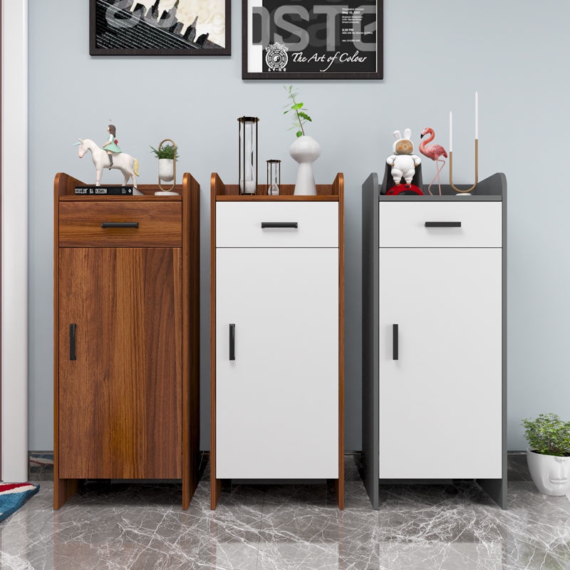 New Walnut 32cm Deep Space Saving Rack Home Mini Shoe Cabinet with ...