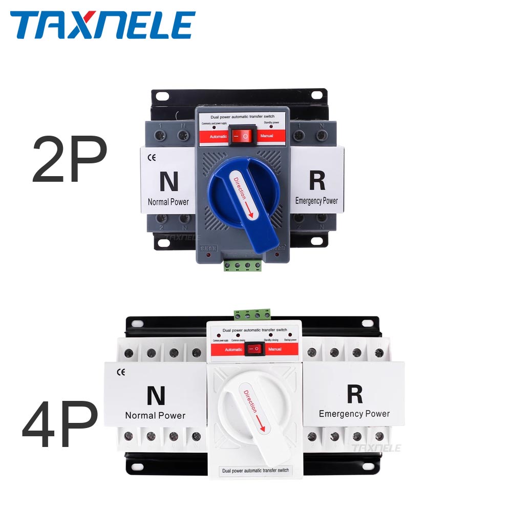 ATS 63A 230V 380V Micro Circuit Breaker Dual Power Automatic transfer ...