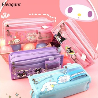 Sanrio Large Capacity Pencil Case Kawaii Cinnamoroll Melody Kulomi Cosmetic  Bags School Pencils Bag Pen Case Supplies Stationery