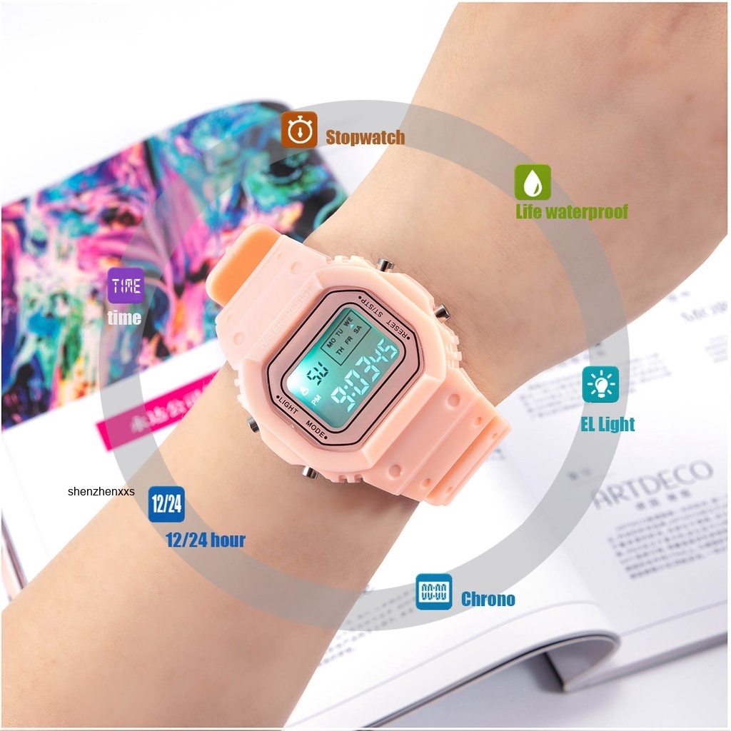 Sport Wrist Watch Cute Waterproof Korean Simple Digital Watch for Men ...