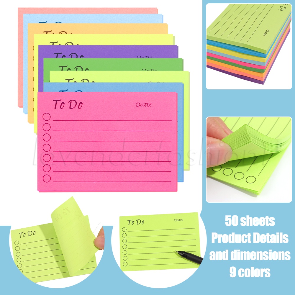 Simple Paper Sticky Notes / Portable Self Adhesive Memo Pads / 50
