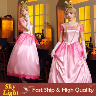 Kids Princess Peach Cosplay Dress Costume Princess Roleplay Accessories  Dress