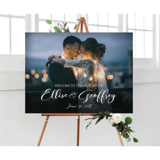 WHITE Easel Wood 5ft Floor Display Large Wedding Sign Stand . Holds Clear  Acrylic Chalkboard Foam Board Canvas Wood Signage up to 30 X 40 In 