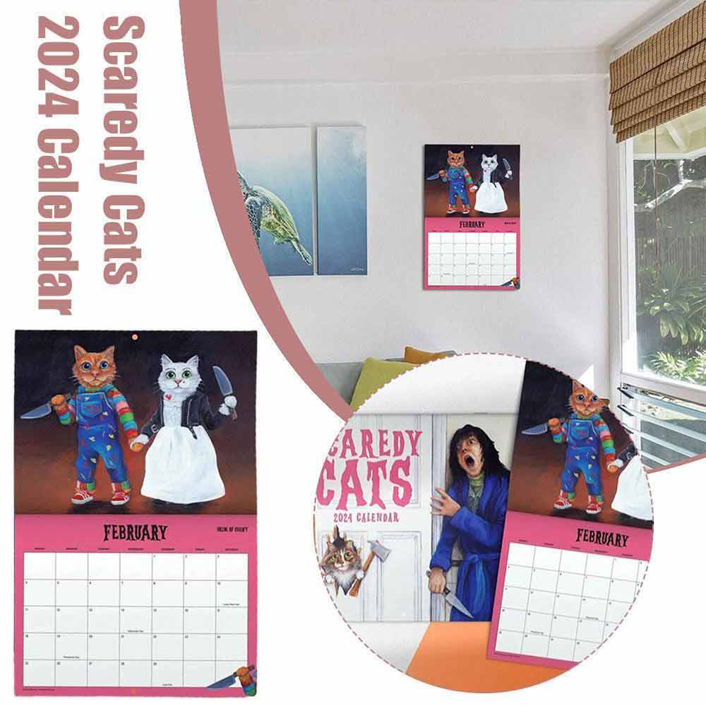 Scaredy Cats 2025 Monthly Calendar, Paper Time Planning Wall Hanging