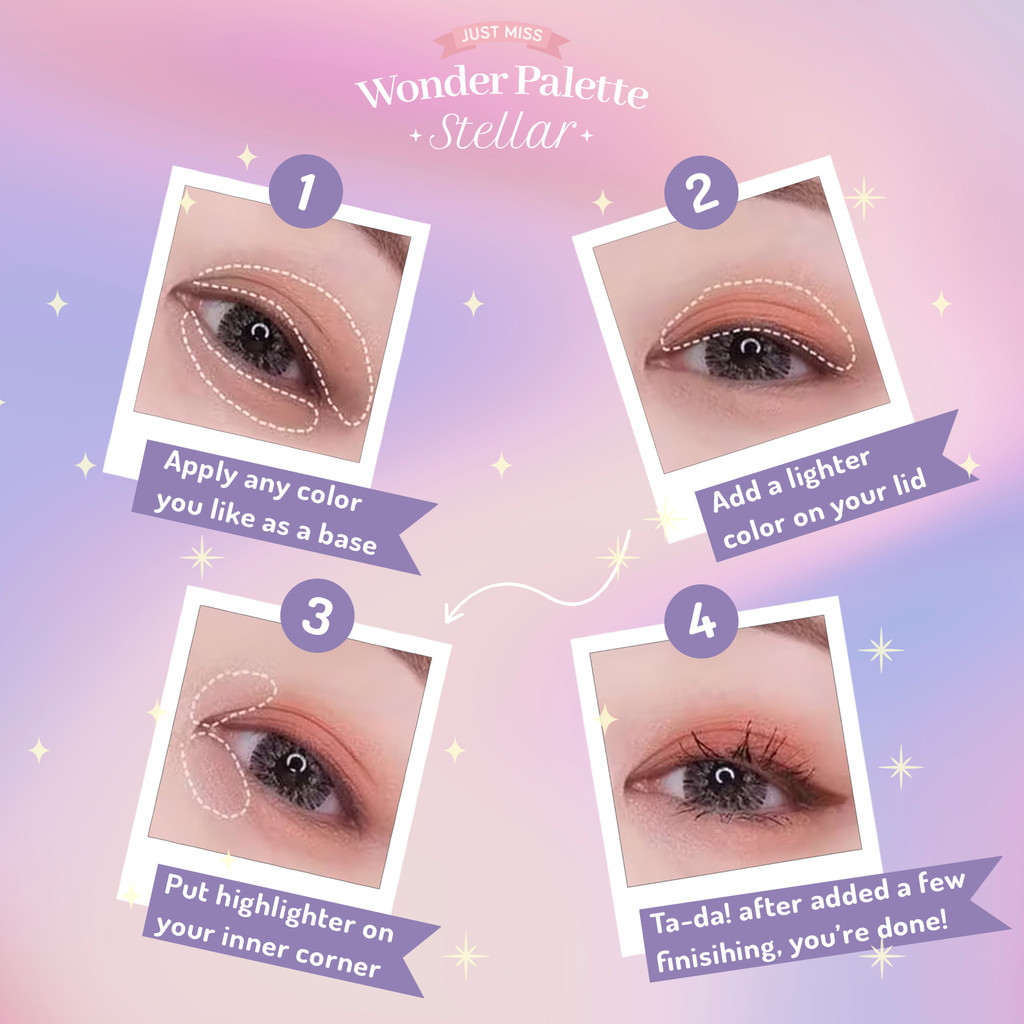 JUST MISS Wonder Pallete Stellar Eye shadow 16 Warna Shimmery Highlight / Merah Jingga Official - Gambar 4
