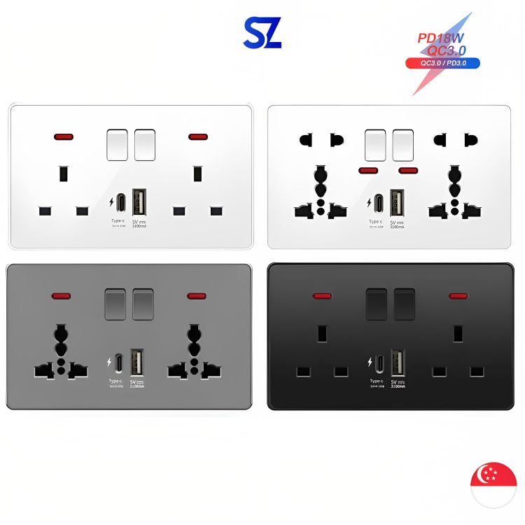 WIFI TYPE-C USB Wall Socket Universal Electrical Plug Outlet 13A