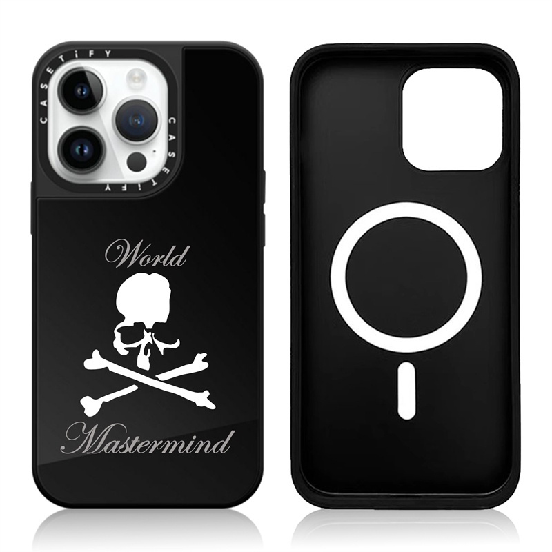 CASETiFY X World Mastermind Skull Case Magnetic suction Black&Sliver Mirror  Casing Apple IPhone 15 14 13 12 Pro Max Plus Hard Back Case Cover With Box 