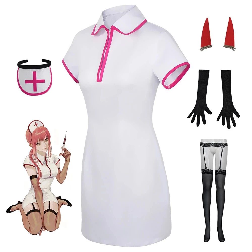 Anime Chainsaw Man Cosplay Dress Makima Sexy Power Nurse Uniform