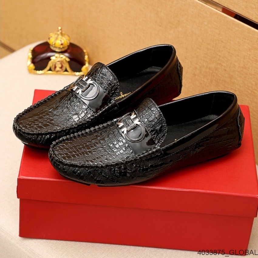 Salvatore Ferragamo Men's Leather Loafers Big size：38-45 Kasut kulit ...