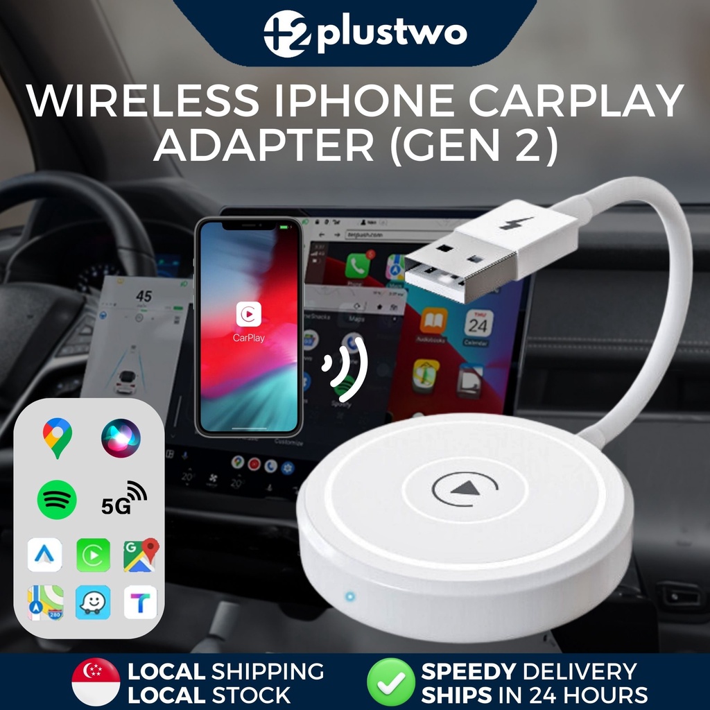 SG📦 iPhone Gen 2 Wireless CarPlay Adapter 5GHz WiFi Effortless Plug