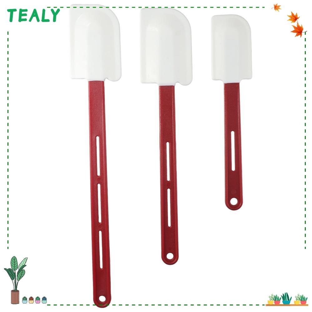 TEALY 3 Pcs Spatulas, Red Hanging Hole Design Silicone Spatula, Easy To