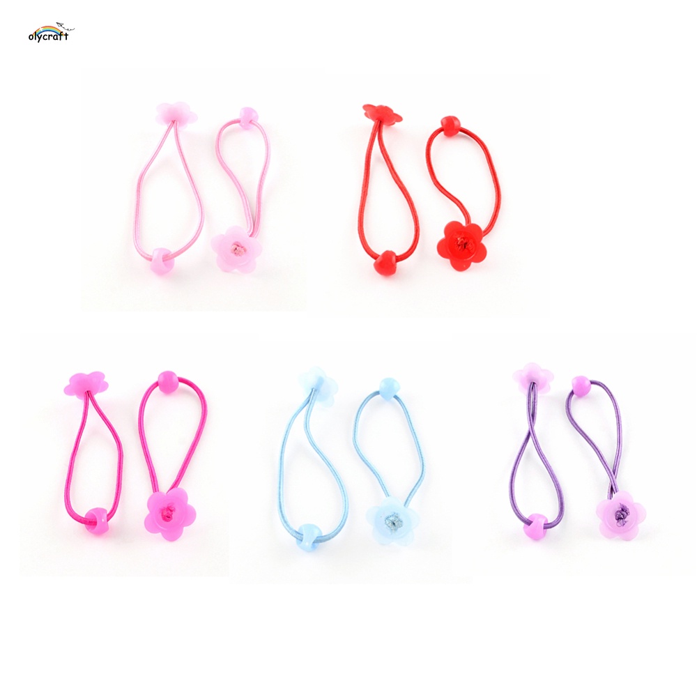 5Bundle Flower Hair Accessories Elastic Hair Ties Ponytail Holder with
