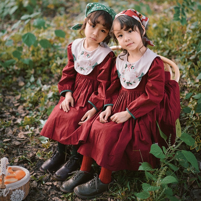 Girls long sleeve red dress sale