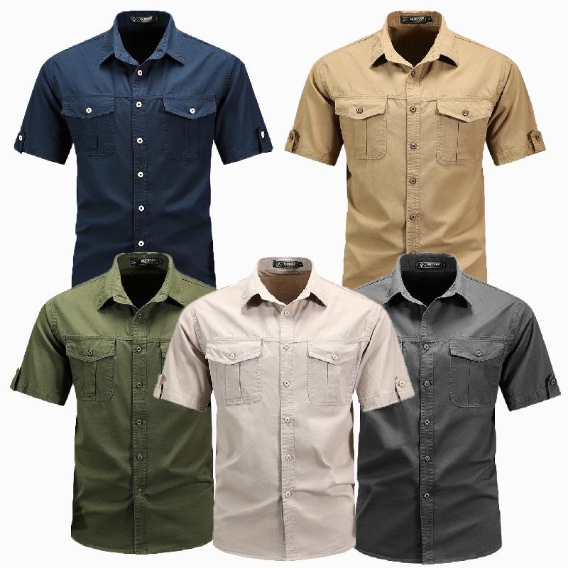 Summer Men Casual Tops Short Sleeve Breathable Hiking Shirt