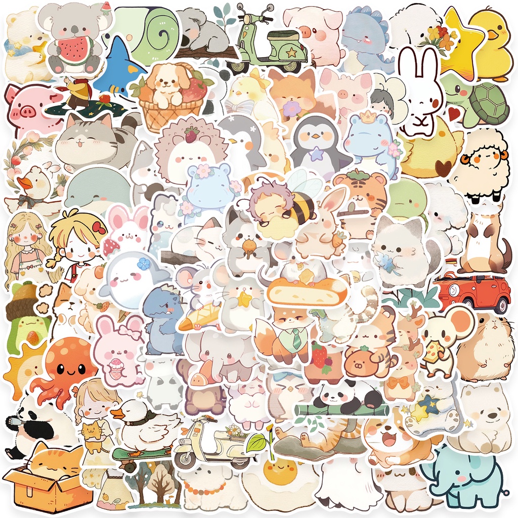 100/50PCS Cute Ink Animal Waterproof Graffiti Stickers For Helmet ...