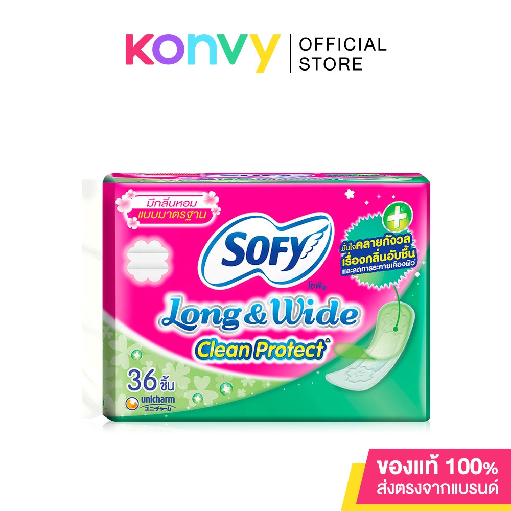 Sofy Long & wide Clean Protect Scented Sanitary Pads 36pcs Antibac