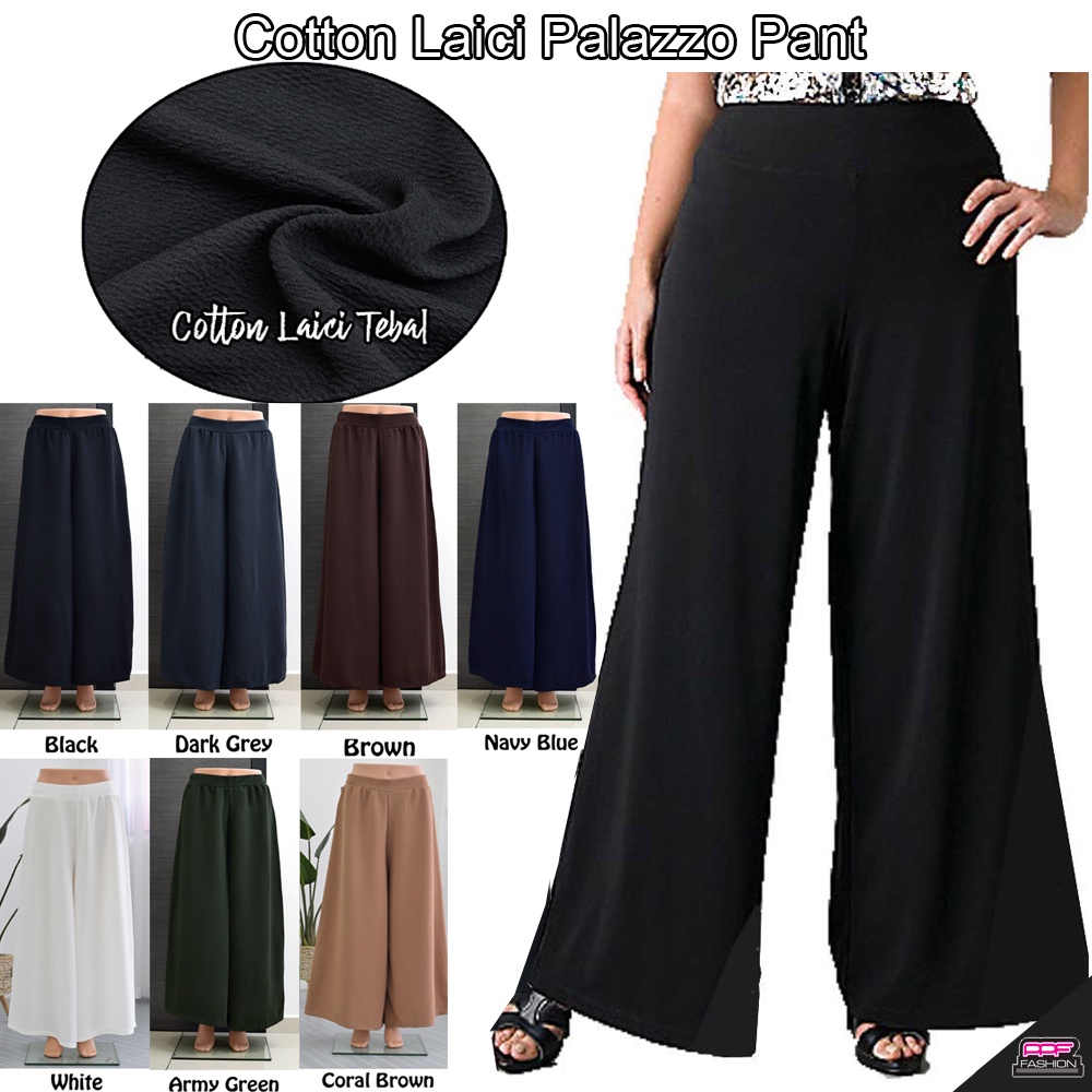 PPF LW979 PLUS SIZE Palazzo Pant Poket Seluar Palazo Labuh Kulit Laici ...