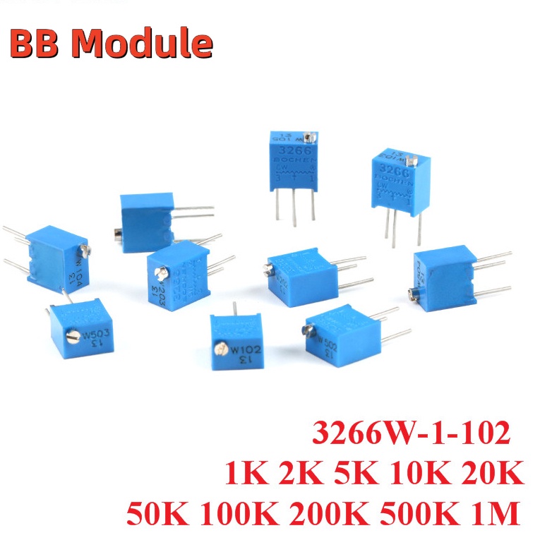 10Pcs 3266W-1-102 1K 2K 5K 10K 20K 50K 100K 200K 500K 1M Top Adjustment ...