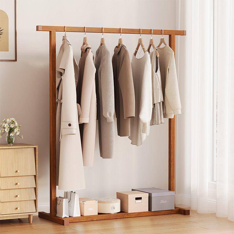 Solid wood hanging clothes rack, floor standing bedroom clothes rack ...