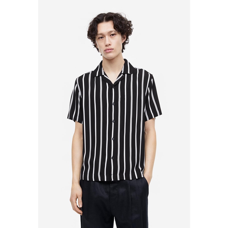 black patterned shirt