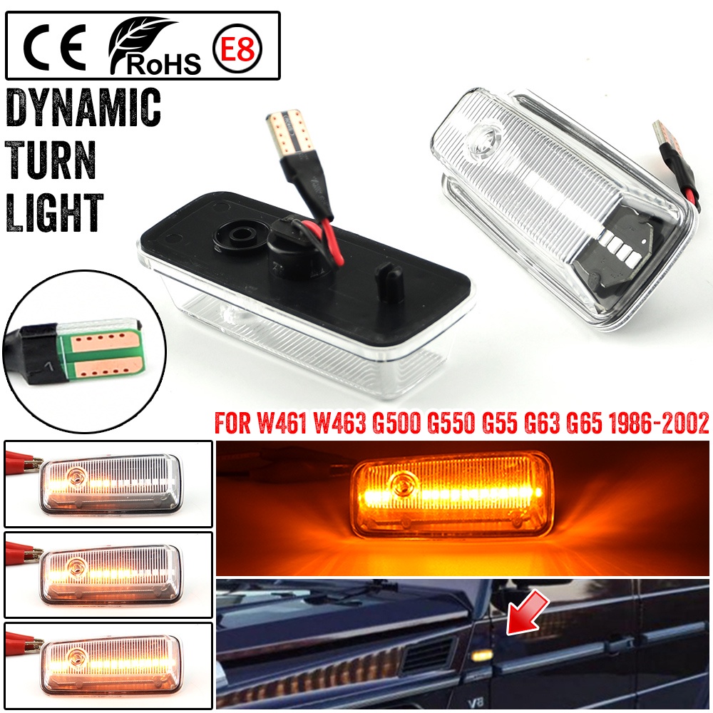 2Pcs Dynamic LED Side Marker Light Turn Repeater Lamps For Mercedes