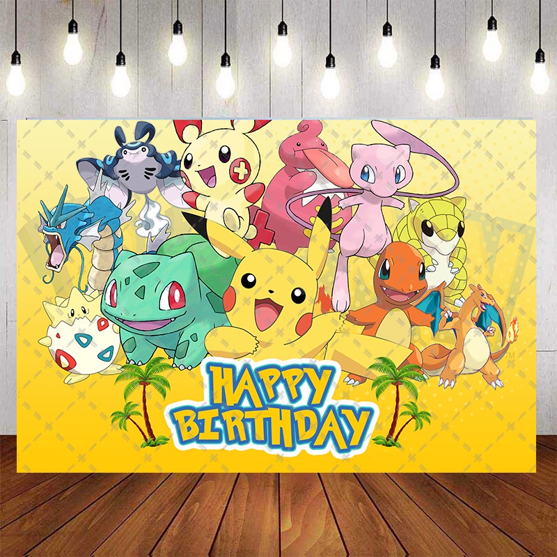 Pokemon Birthday Backdrop For Photography Baby Shower Kids Children Boy ...