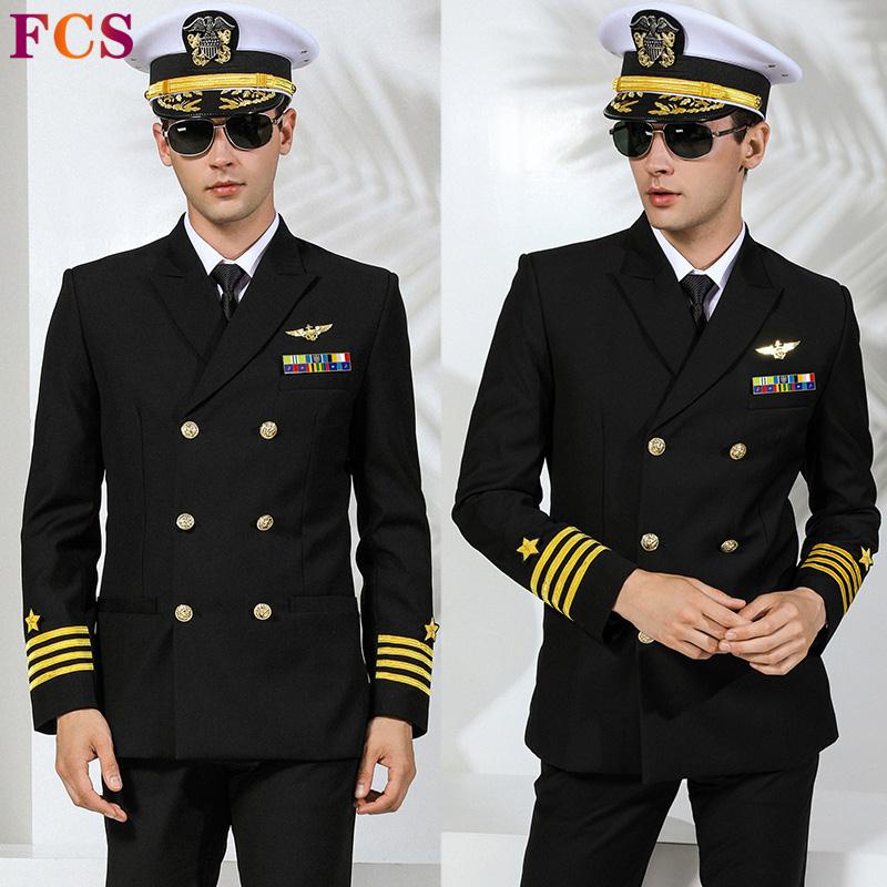 [Delivery Within 24 Hours ] Seaman Uniform Suit Male Slim-fit Captain ...