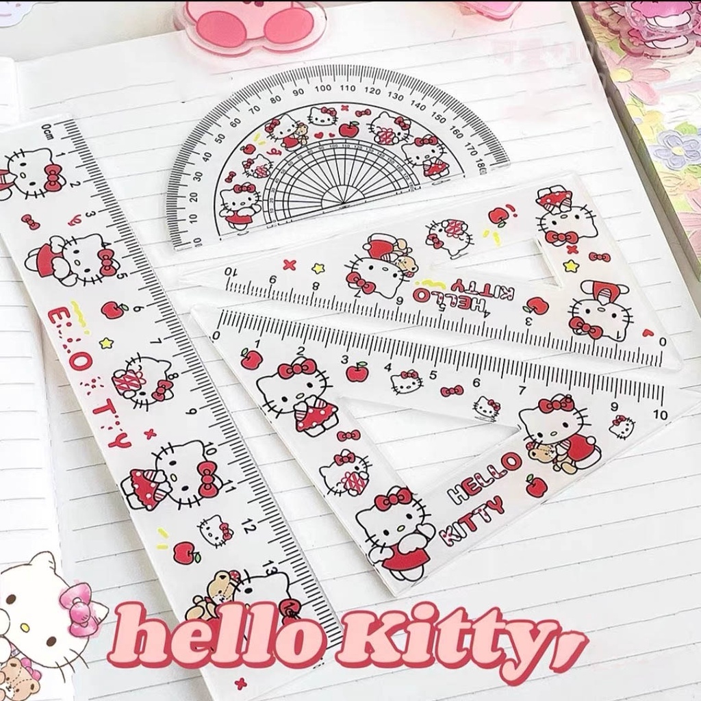 Hello Kitty Ruler Set Sanrio Kuromi Cinnamoroll Printing Ruler Precise