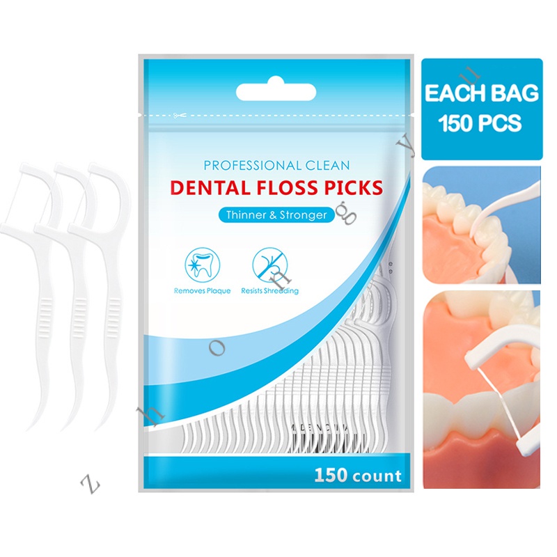 150 Pieces (Super Economical Package) High Tension Dental Floss Stick ...