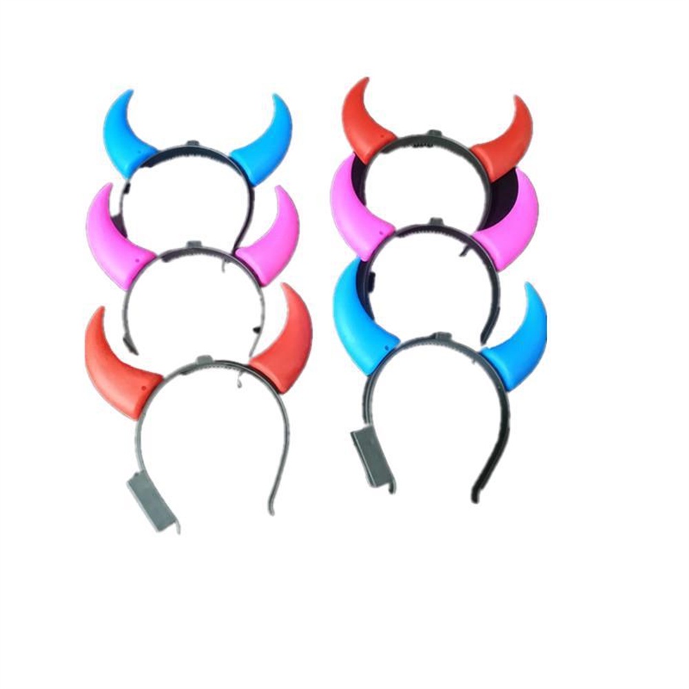 Wholesale Promotional Led Devil Red Horns Light Up Hairband Hair Loop Headband Glow In The Dark Halloween Party Supplies - Foto 10
