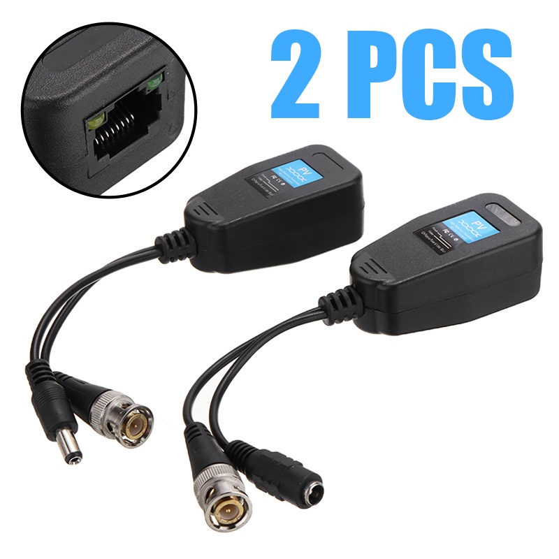 RJ45 Cat5 Cat6 BNC CCTV Camera Video Balun DC Jack Plug Hikvision Swann