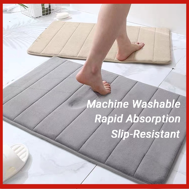 🇸🇬【SG Stock】Home Bath Mat Coral Fleece Bathroom Doormat Water