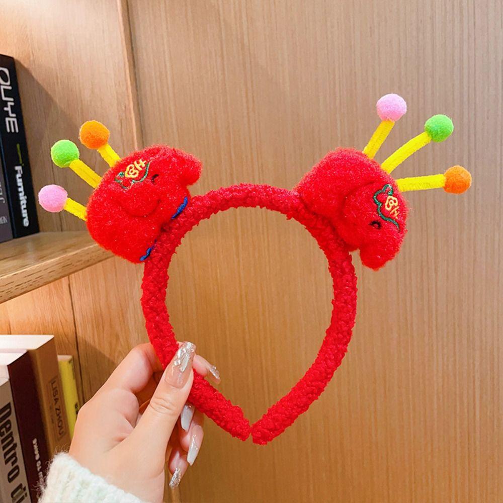 LUXEN 2024 Happy New Year Headband, Lion Dance Red Hairband Dragon
