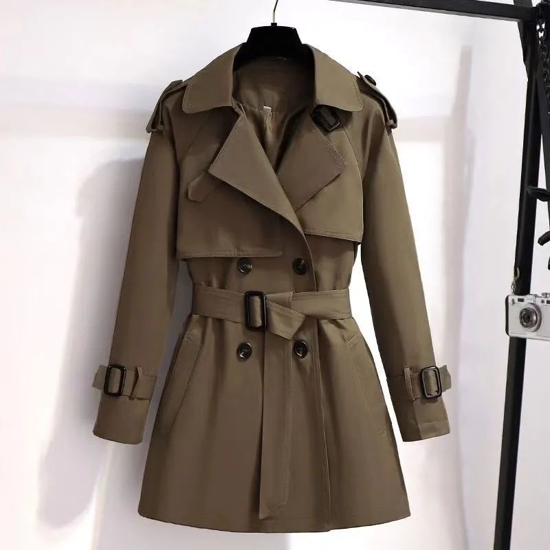 Female spring khaki Maillard style trench autumn long fashion coat ...