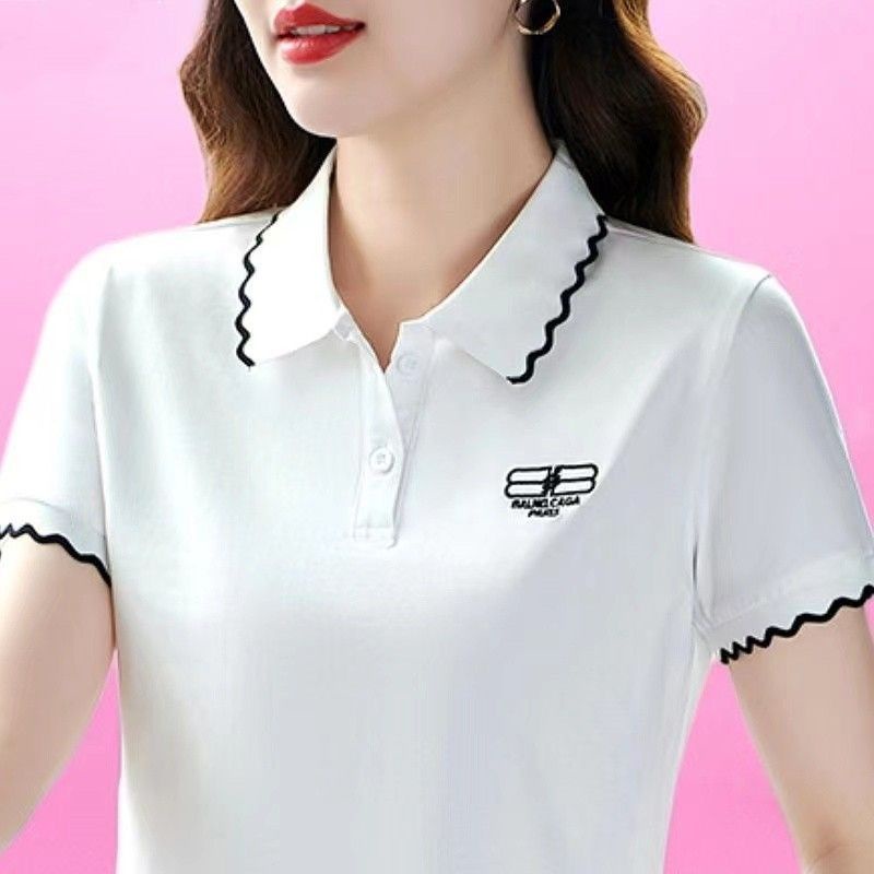 Women Clothes Polo Shirts Casual Cotton Short Sleeve New Fashion T