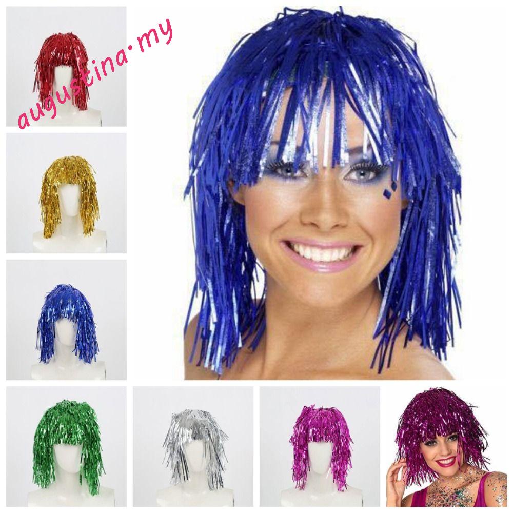 AUGUSTINA Halloween Colored Wig, Funny Fancy Dress Foil Tinsel Wigs