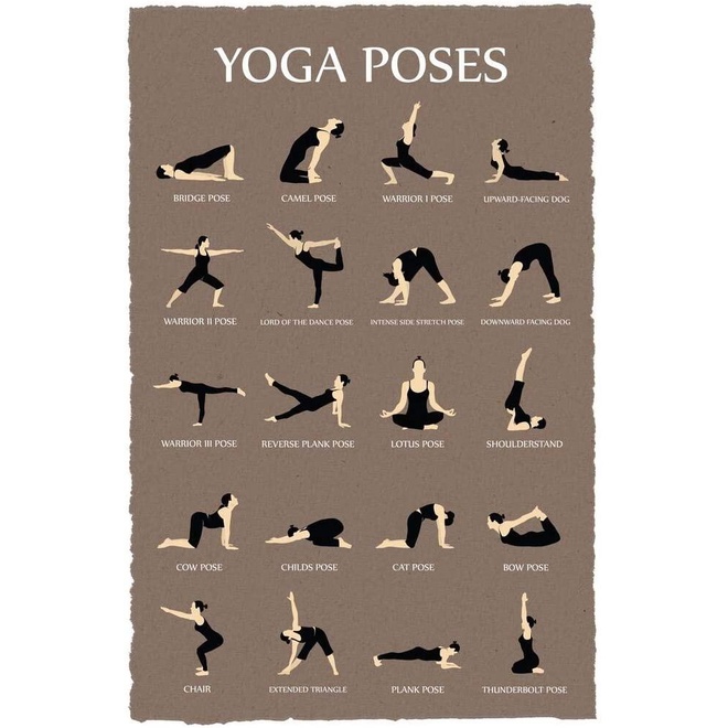 Yoga Poses Reference Chart Studio Gray Cubicle Locker Mini Art Poster ...