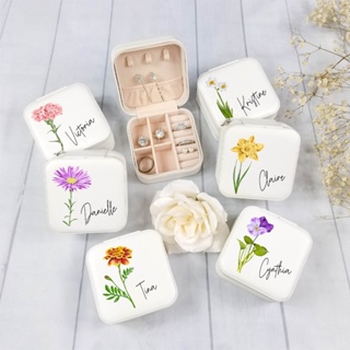 Initial Flower Print Jewelry Box Girls Travel Jewelry Case Organizer  Monogram Storage Case Gift for Wedding Engagement Birthday - AliExpress