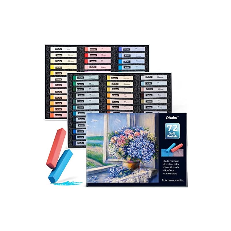 Ohuhu 72 Long Chalk Pastels Set: 72 Soft Pastels For Artists