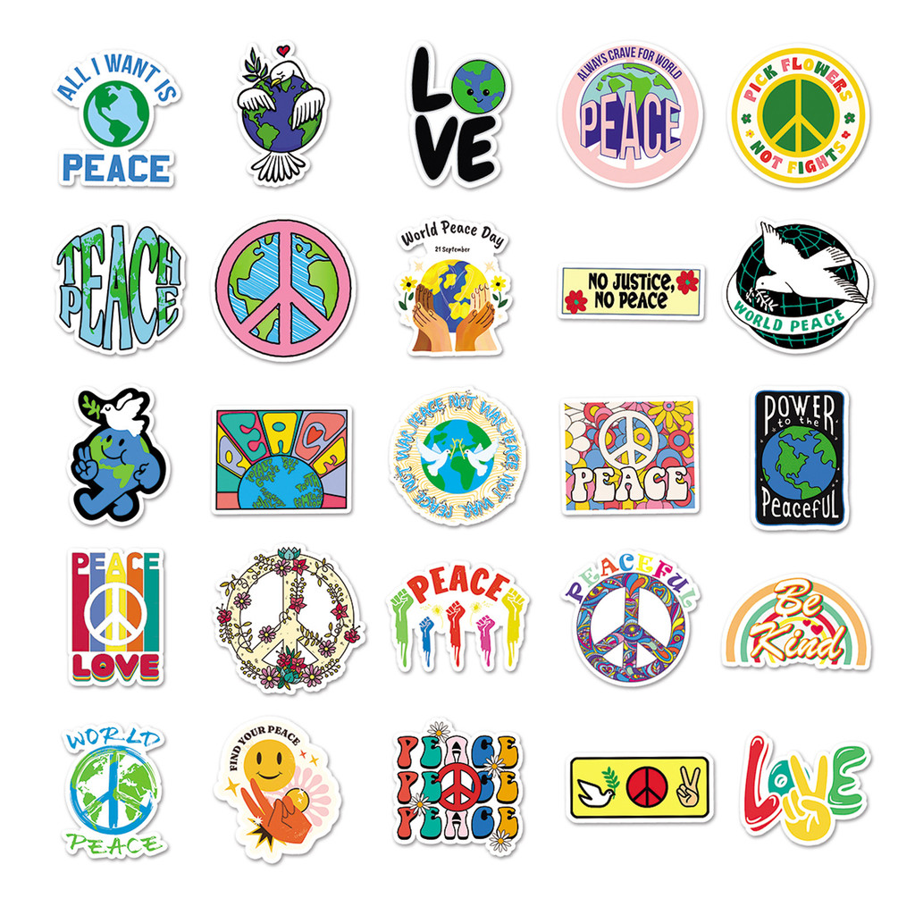 P1bl 50pcs World Peace Non-Repetitive Luggage Stickers Stationery Box ...