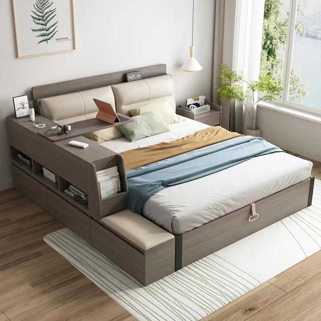 Luxury Modern Bedroom Storage bed frame Sets Master Bed With