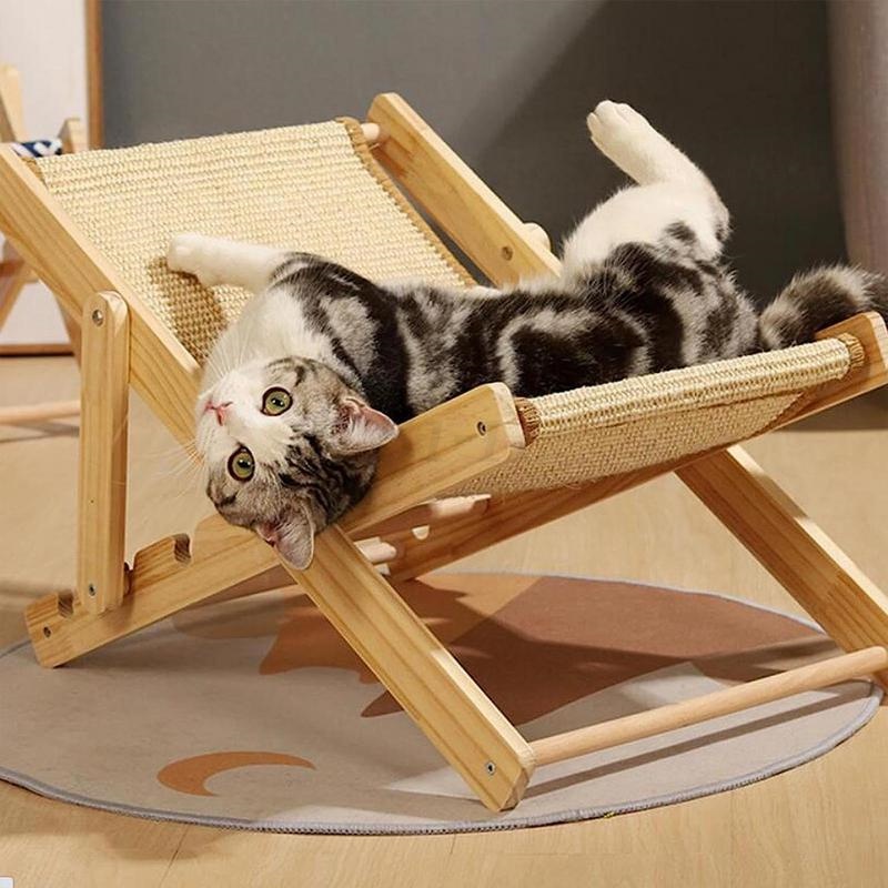 Cat Rocking Chair Cat Sisal Bed Adjustable Pet Lounger Hammock Pet Bed ...