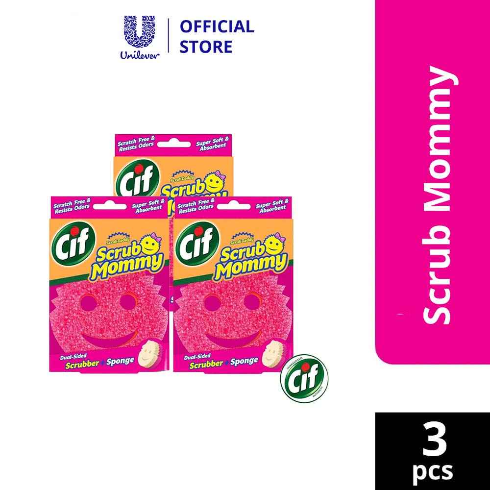 (Pack of 3) Cif Scrub Mommy Kitchen Sponge, Original Pink Sponge