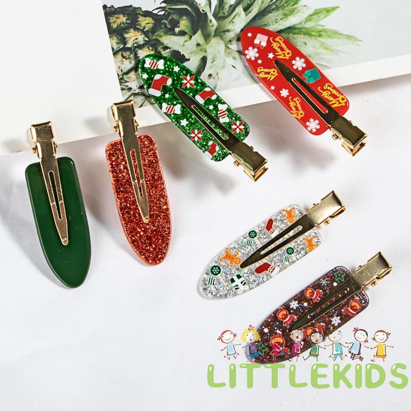HILChristmas Hair Clips No Crease Duckbill Clips Cute Print Alligator