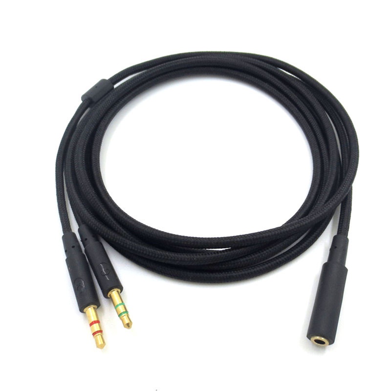 Dual 3.5mm 2in1 Y Splitter PC Extension Cable for Kingston HyperX Cloud ...