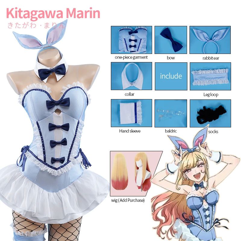 Anime My DressUp Darling Kitagawa Marin Lovely Bunny Girl Bodysuit