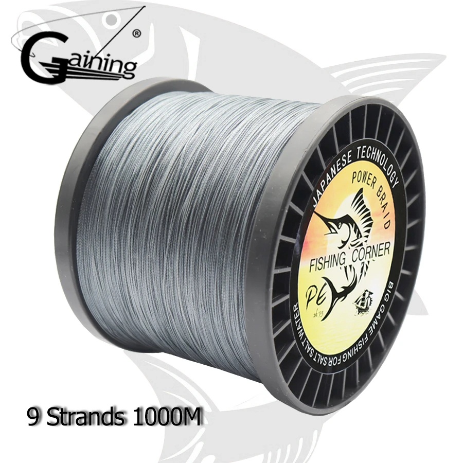 9 Strands Braided Fishing Line 1000m Multi Color Multifilament Super Strong  Japan Material PE Braid Wire 15-200LB for Saltwater Lake Fishing